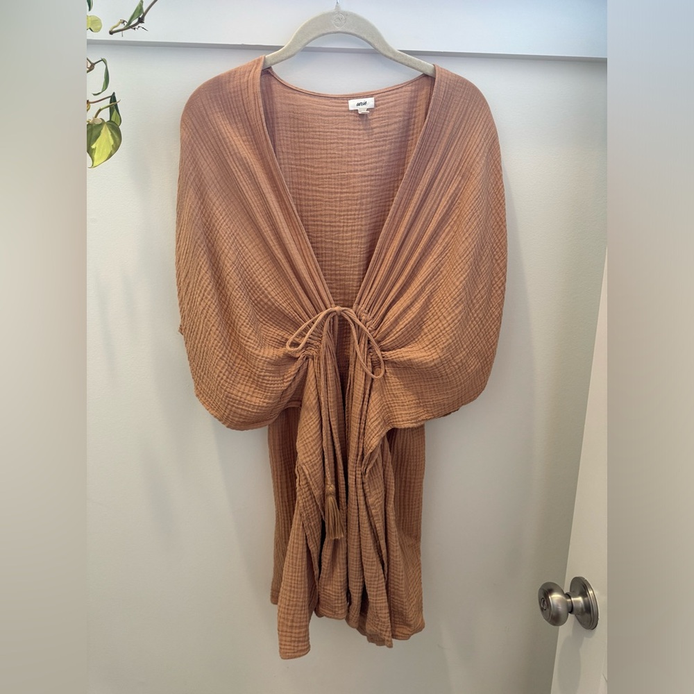 aerie Waffle Knit Swim Coverup in Rust Brown